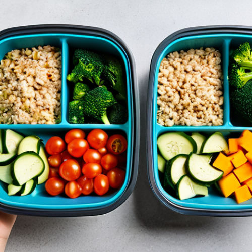 Healthy Meal Prep**

"A bright and colorful flat lay photograph of meal prep containers filled with healthy food. Includes fresh vegetables, whole grains, and lean protein sources like chicken or tofu.  The scene is a clean, modern kitchen. safe for work, appropriate content, fully clothed, professional, modest, family-friendly, perfect anatomy, correct proportions, natural pose, well-formed hands, proper finger count, natural body proportions"

**