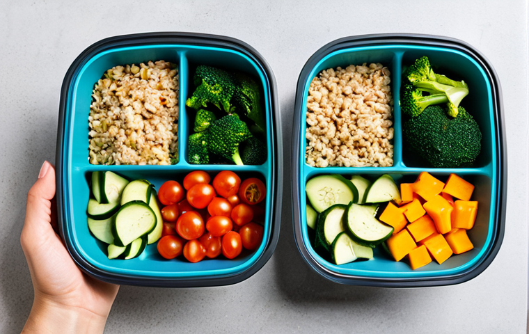 Healthy Meal Prep**

"A bright and colorful flat lay photograph of meal prep containers filled with healthy food. Includes fresh vegetables, whole grains, and lean protein sources like chicken or tofu.  The scene is a clean, modern kitchen. safe for work, appropriate content, fully clothed, professional, modest, family-friendly, perfect anatomy, correct proportions, natural pose, well-formed hands, proper finger count, natural body proportions"

**