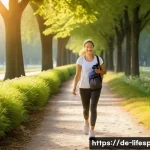 균형 잡힌 생활과 평균수명 - **Prompt:** A serene, active morning in a German city park, such as the Englischer Garten in Munich....