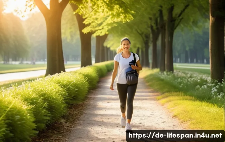 균형 잡힌 생활과 평균수명 - **Prompt:** A serene, active morning in a German city park, such as the Englischer Garten in Munich....